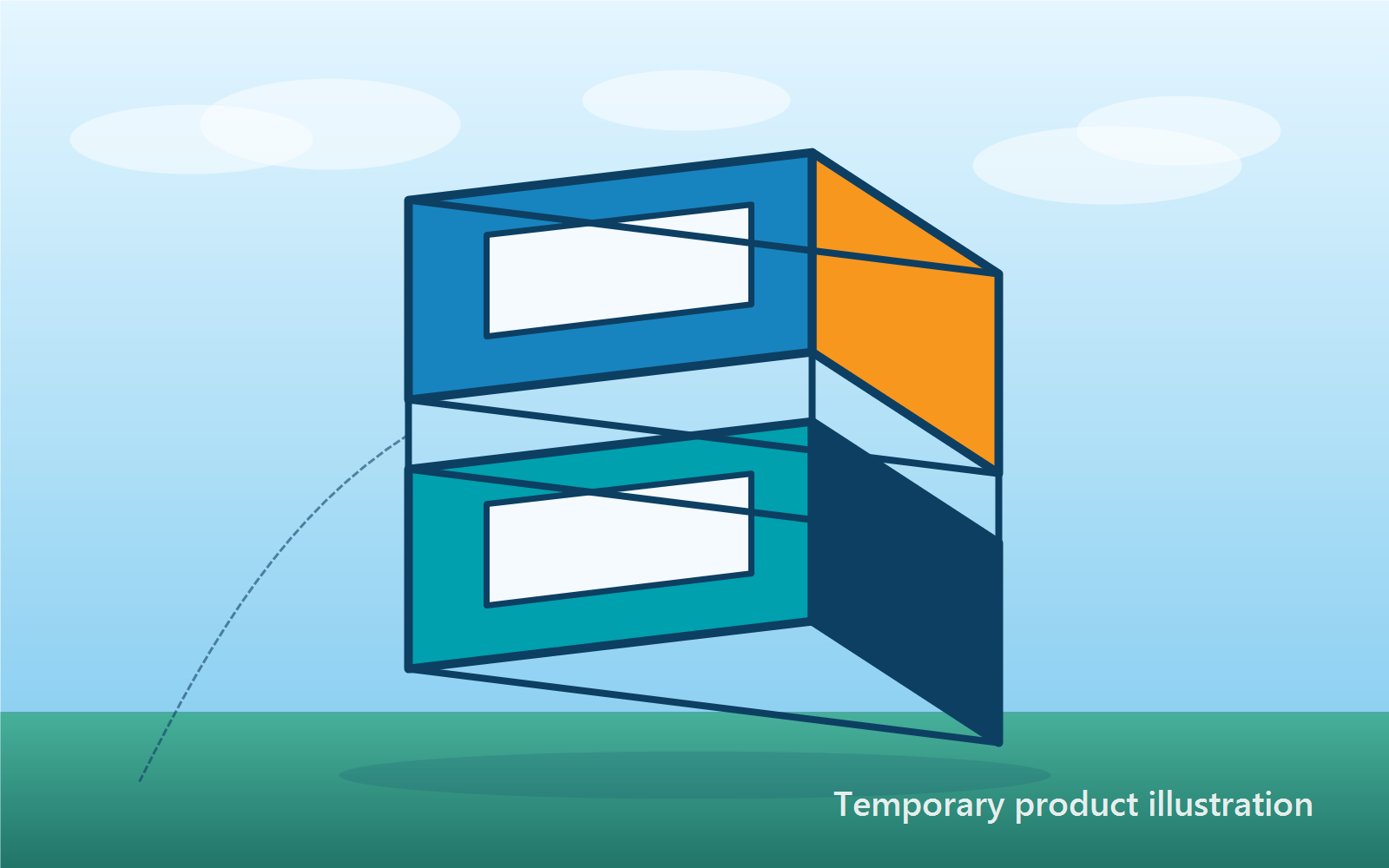 Colorful two-cell box kite product illustration for wholesale and educational use