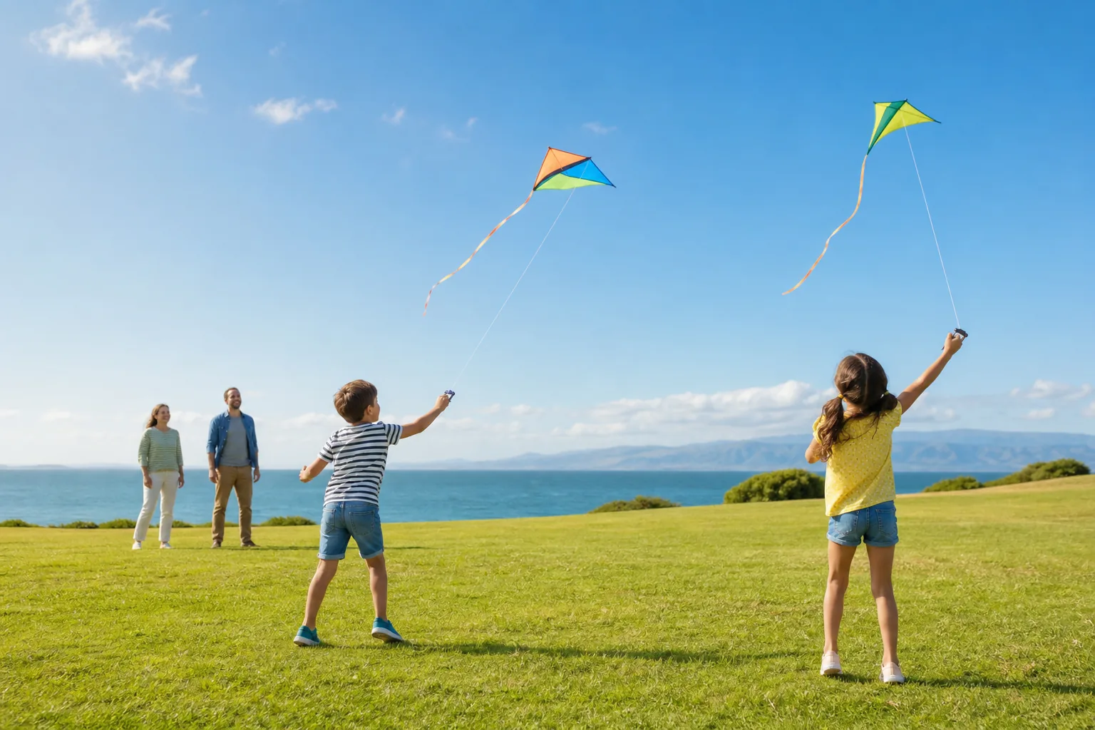 custom kites flying at a beach event